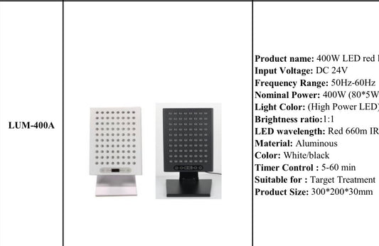 Red light therapy panel LUM-400A wall mount