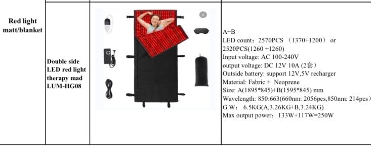Red light therapy body mat folded compact
